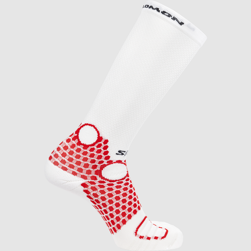 SALOMON Calze S/LAB ULTRA KNEE in Bioceramic Bianco/Rosso