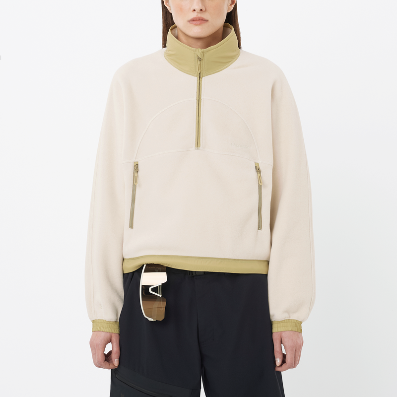 Pullover Donna SALOMON Chroma Cropped in Whisper White e Verde Grigio