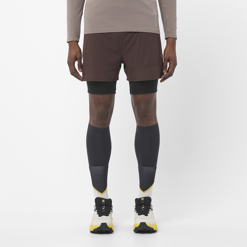 SALOMON SENSE AERO 2IN1 Pantaloni da Running Coffee Bean