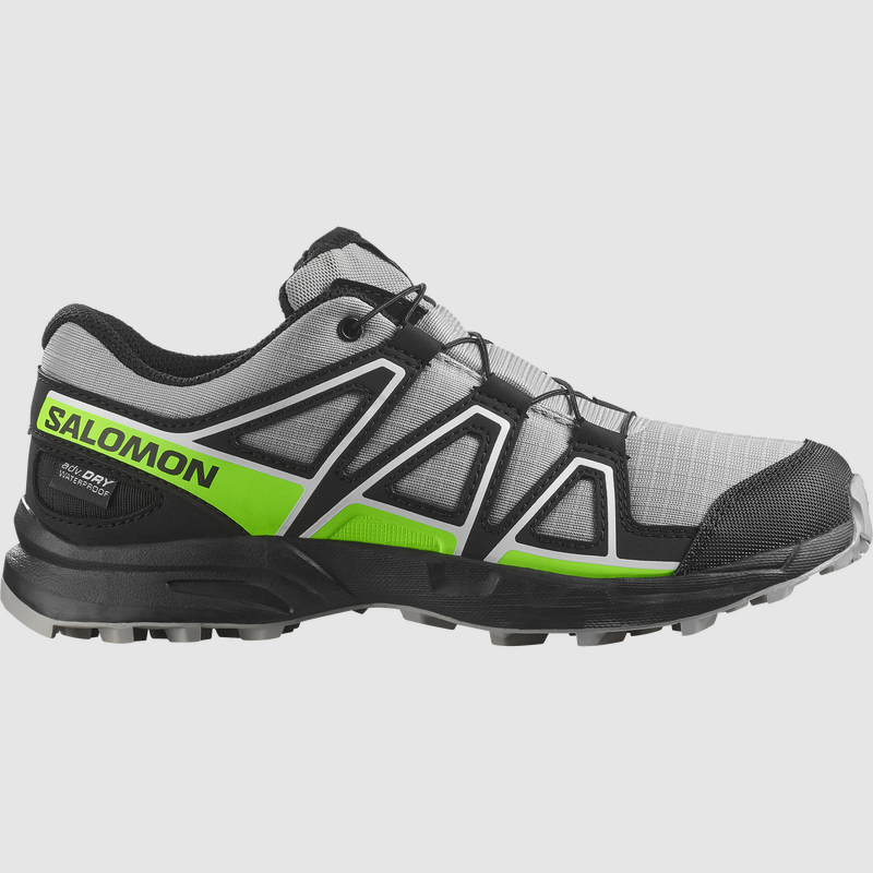 SALOMON SPEEDCROSS WATERPROOF per Giovani Atleti in Alloy e Verde Gecko
