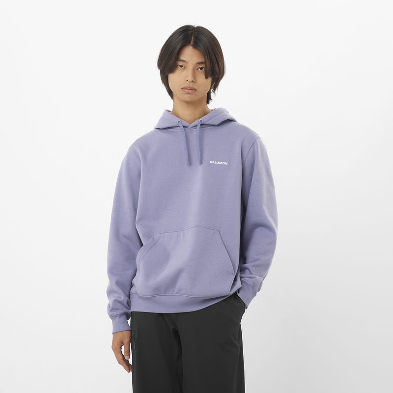 Salomon Felpa Logo Blu Granito in Cotone Eco-Friendly