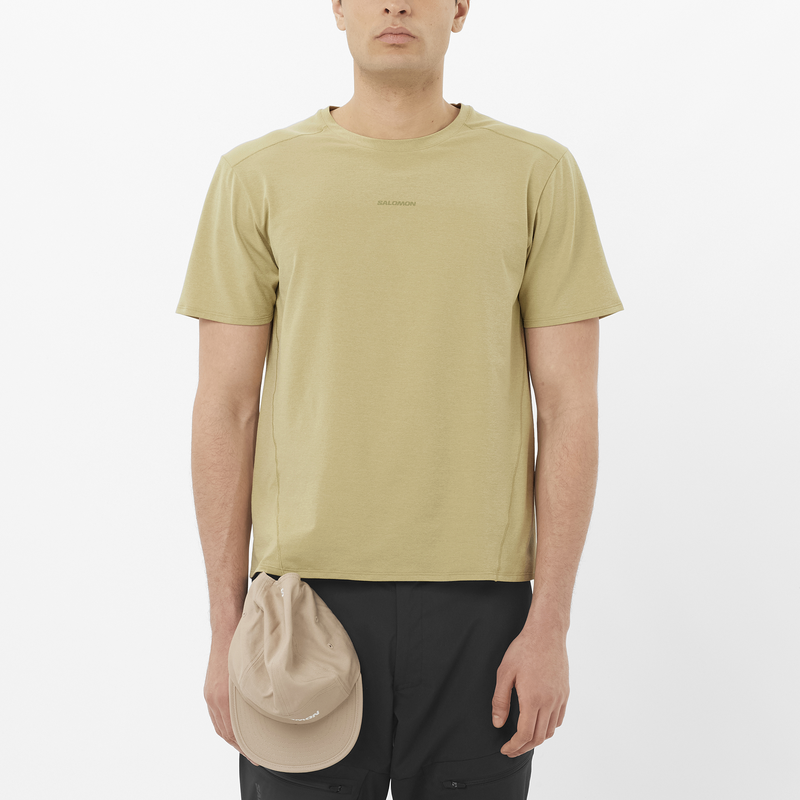 T-shirt Multifunzionale SALOMON Trackline Grigio Verde in Materiale Riciclato